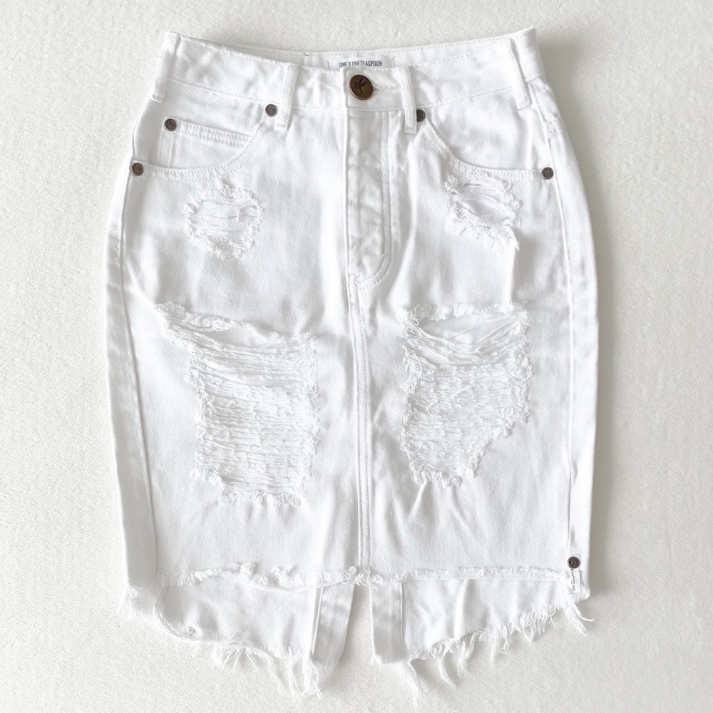 One Teaspoon Denim Skirt (White)